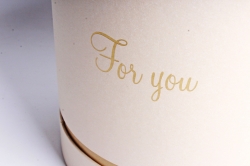 Коробка подарочная одиночная-Цилиндр "For you", цв. беж+золото,5510