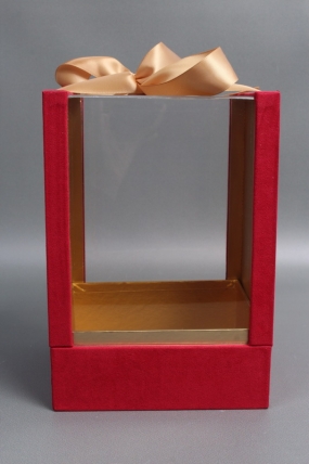 Коробка подарочная с атласной лентой 15,5x14,9x22,5H,1 шт., красный  5962М