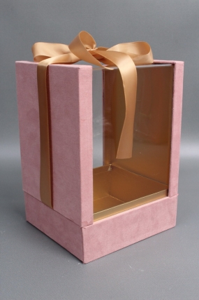 Коробка подарочная с атласной лентой 15,5x14,9x22,5H,1 шт., св.розовый 5955М