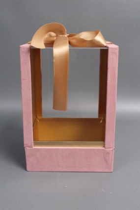 Коробка подарочная с атласной лентой 15,5x14,9x22,5H,1 шт., св.розовый 5955М