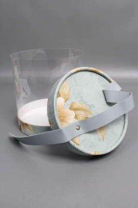 Коробка подарочная с прозрачным куполом 16,4*16,4*18,2,  голубой 7959М