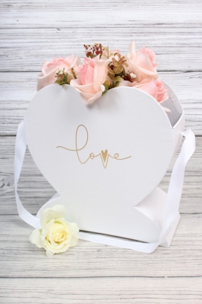 Коробка-кашпо подарочная Сердце, 22,5*9*23,4cm, белый  2161Н