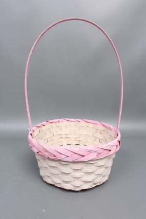 Корзина из бамбука 21*10*34, круг, розовый 5233Н