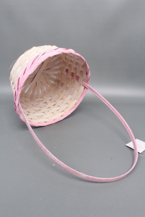 Корзина из бамбука 21*10*34, круг, розовый 5233Н