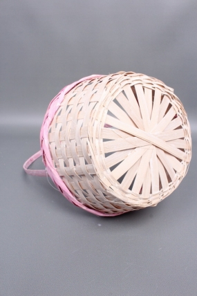 Корзина из бамбука 21*10*34, круг, розовый 5233Н