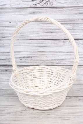 Корзина из ивы, круг, 25*25*H10/30см, белый 8394Н
