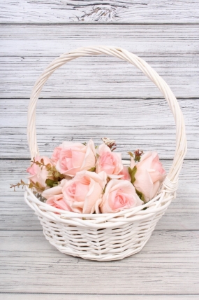 Корзина из ивы, круг, 25*25*H10/30см, белый 8394Н