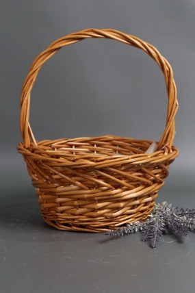 Корзина одиночная плетеная 1шт  (ива), D22 H11/HH25 натуральный 993