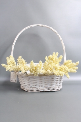 Корзина плетеная (ива) 38*26 H12/18/48 B28*17, 1 шт. белый 8317М