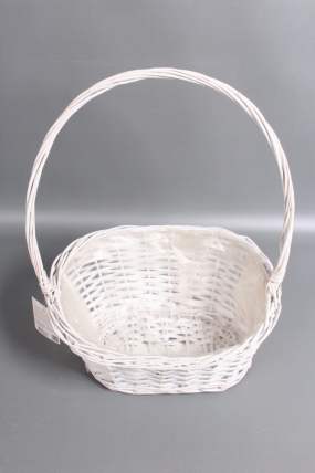 Корзина плетеная (ива) 38*26 H12/18/48 B28*17, 1 шт. белый 8317М