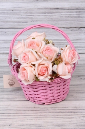 Корзина плетеная (ива) 22х22х12CM, цв. розовый 5107Л