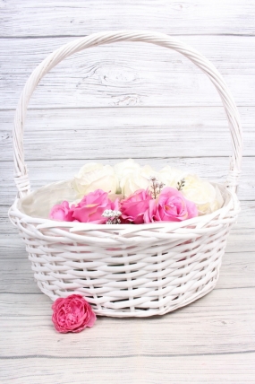 Корзина плетеная (ива) 45*H18*HH45, 1 шт., белый 4977М