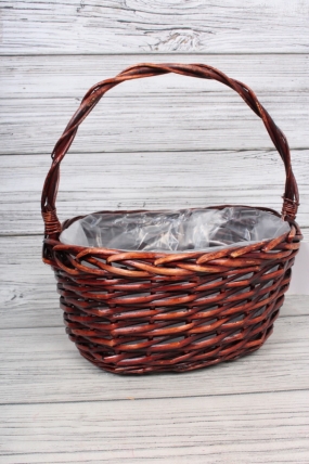Корзина плетеная (ива): 30x24xH15xHH33  B24x16, 1 шт., коричневый 0318М