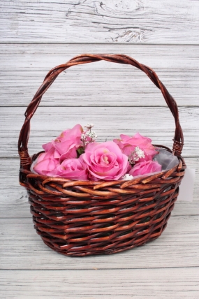 Корзина плетеная (ива): 30x24xH15xHH33  B24x16, 1 шт., коричневый 0318М