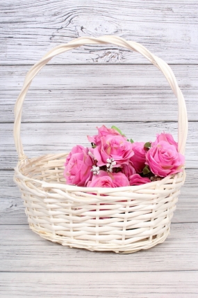 Корзина плетеная (ива) 35x25xH14xHH42  B30x20, 1 шт., выбеленный 9943М