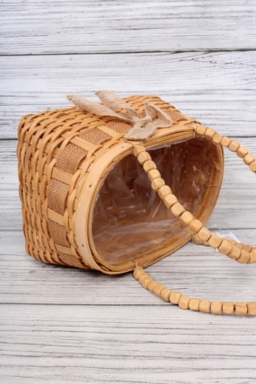 Корзина плетеная из бересты (секвойя), сумка 23x14xH.12/28cm натуральный 7891Н