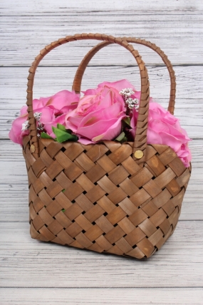 Корзина плетеная из бересты, сумка 22x11x10.5x15/28cm светло-коричневый 7921Н