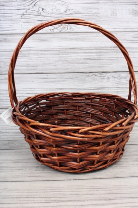 Корзина плетеная один (ива) 1шт, Круг  D34xH15/35CM  коричневый 7969М