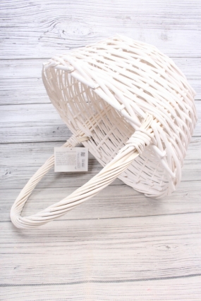 Корзина плетеная одиночная (ива) - Круг  38*38*17*41CM    белый 2993М