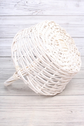 Корзина плетеная одиночная (ива) - Круг  32*32*15*36CM    белый 2993М