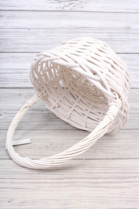 Корзина плетеная одиночная (ива) - Круг  26*26*13*31CM    белый 2993М