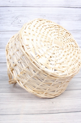 Корзина плетеная одиночная (ива) - Круг  D40xH17/40см  белый 2235М