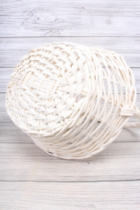 Корзина плетеная одиночная (ива), Овал  37*32*14*35CM,    белый 3150М