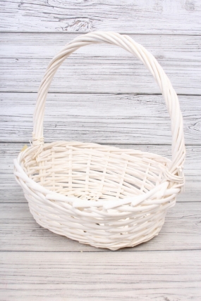 Корзина плетеная одиночная (ива), Овал  31*27*12*30CM,    белый 3150М
