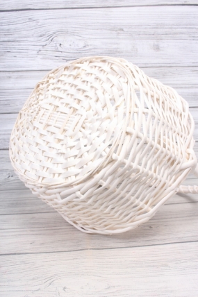 Корзина плетеная одиночная (ива) 1шт - 42*34*16*41CM   белая 3136М