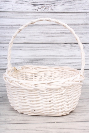 Корзина плетеная одиночная (ива) 1шт - 29*21*13*32CM   белая 3136М