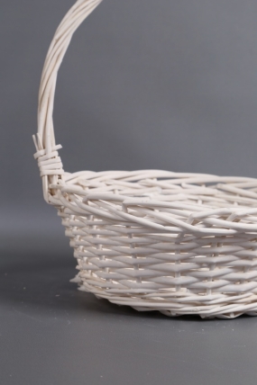 Корзина плетеная одиночная (ива) 1шт - Круг  белый   31*31*13/34 4681Н