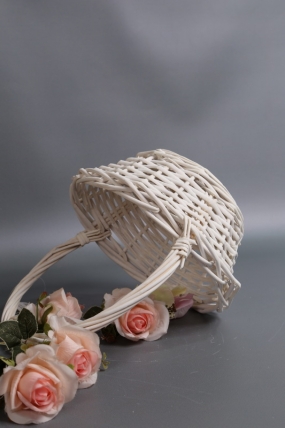 Корзина плетеная одиночная (ива) 1шт - Круг  белый   26*26*11,5/29  4681Н