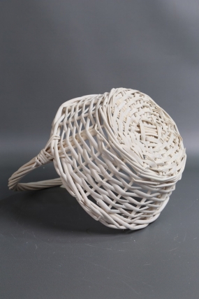 Корзина плетеная одиночная (ива) 1шт - Круг  белый   26*26*11,5/29  4681Н