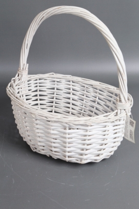 Корзина плетеная одиночная (ива):  30x23xH13/HH31, белая  1556М