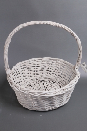 Корзина плетеная одиночная 1шт (ива): D41 H17 BD32 HH43,  белый 7271М