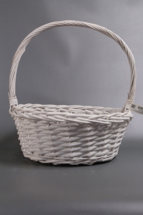 Корзина плетеная одиночная 1шт (ива): D41 H17 BD32 HH43,  белый 7271М
