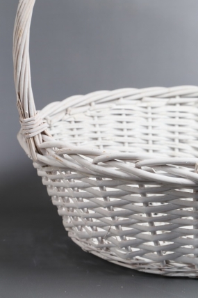 Корзина плетеная одиночная 1шт (ива):D50 H19 BD37 HH15,  белый 7271М
