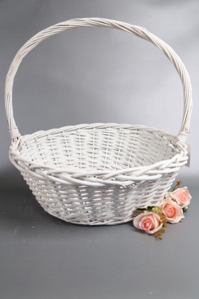 Корзина плетеная одиночная 1шт (ива):D50 H19 BD37 HH15,  белый 7271М