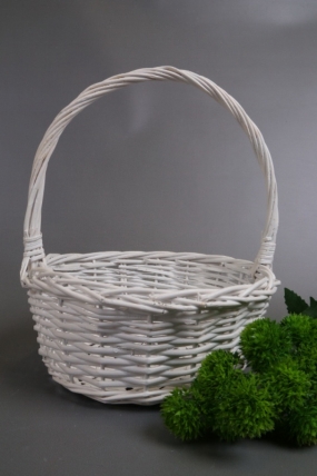 Корзина плетеная одиночная 1шт (ива):  D28*11*HH31,  белый 2337М