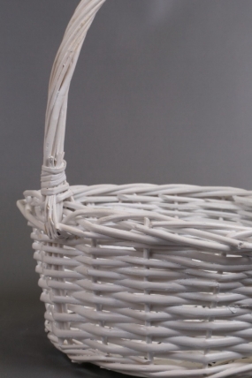 Корзина плетеная одиночная 1шт (ива):  D28*11*HH31,  белый 2337М