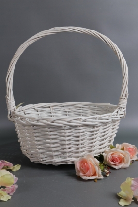 Корзина плетеная одиночная 1шт  (ива): D33 H15 BD27 HH36,  белый 7271М