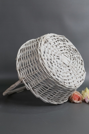 Корзина плетеная одиночная 1шт  (ива): D33 H15 BD27 HH36,  белый 7271М