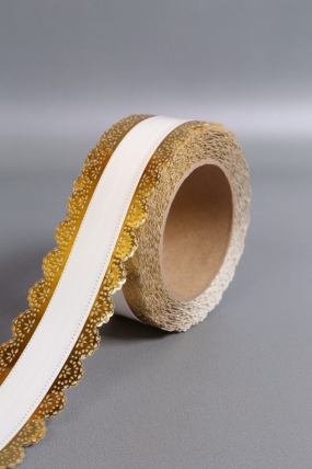 Лента Ажур (5см*25ярд) БЕЛАЯ полоса C522