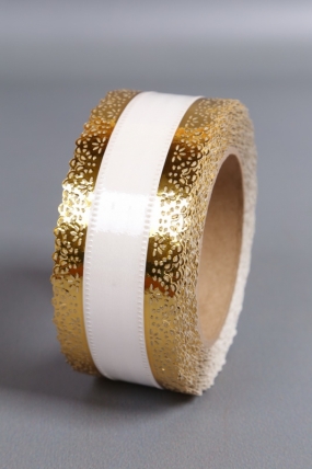 Лента Ажур (5см*25ярд) БЕЛАЯ полоса C522