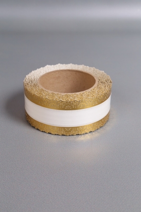 Лента Ажур (5см*25ярд) БЕЛАЯ полоса C522