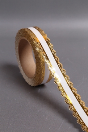 Лента Ажур (3см*25ярд) БЕЛАЯ полоса C322