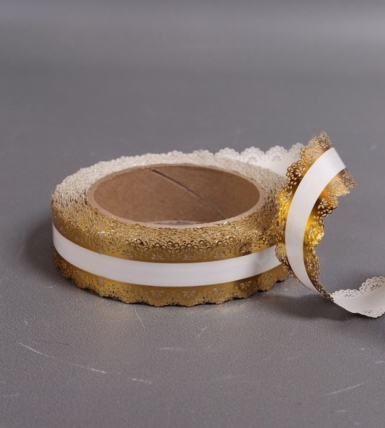 Лента Ажур (3см*25ярд) БЕЛАЯ полоса C322