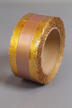 Лента Ажур (5см*25ярд) БРОНЗОВАЯ полоса C521