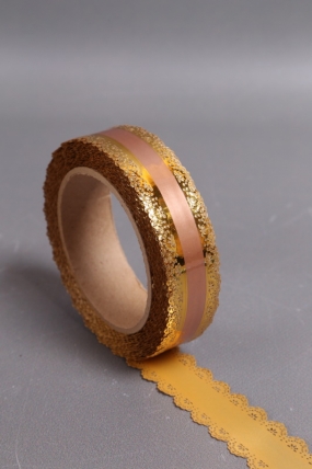 Лента Ажур (3см*25ярд) БРОНЗОВАЯ полоса C321