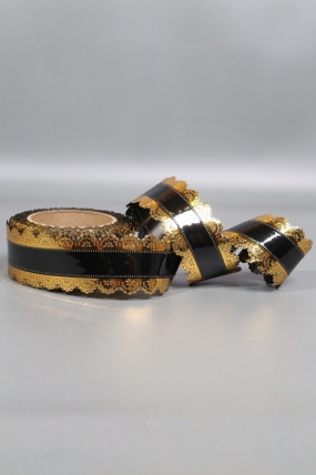 Лента Ажур (5см*25ярд) ЧЕРНАЯ полоса C520